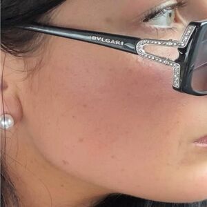 Bulgari Black Glasses with Crystal Detail